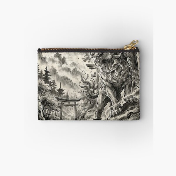 Item preview, Japanese Komainu Guardian Spirit - Sumi-e Ink Art designed and sold by iris-festival.