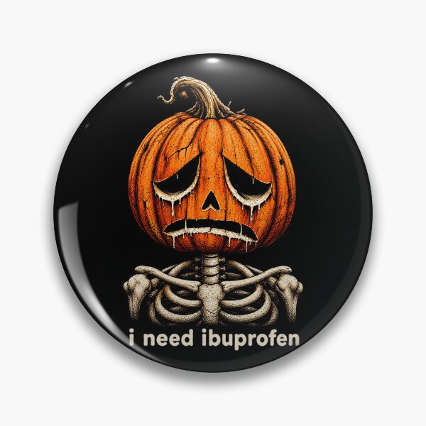 Item preview, I Need Ibuprofen Funny Melting Pumpkin Skeleton Halloween Humor designed and sold by Dolbalika.