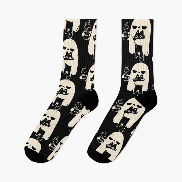 Item preview, Meh Ghost Holding Black Cat Drinking Coffee Funny Halloween designed and sold by Dolbalika.