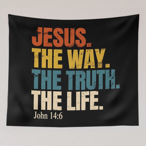 Item preview, Distressed Jesus Way Truth Life Typography designed and sold by Ribeiro-Art.