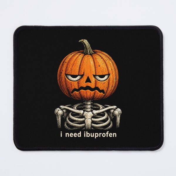 Item preview, I Need Ibuprofen Grumpy Pumpkin Skeleton Funny Halloween designed and sold by Dolbalika.