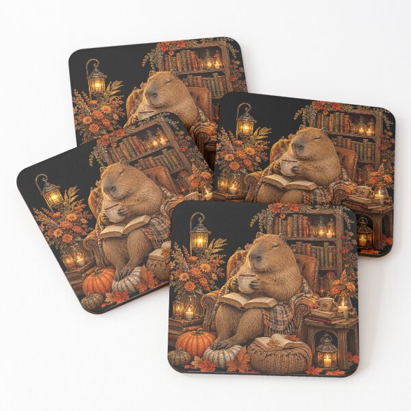 Item preview, Cozy Capybara Library Autumn designed and sold by ASWIN STUDIO.