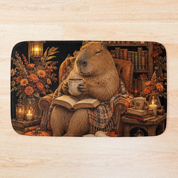 Item preview, Cozy Capybara Library Autumn designed and sold by ASWIN STUDIO.