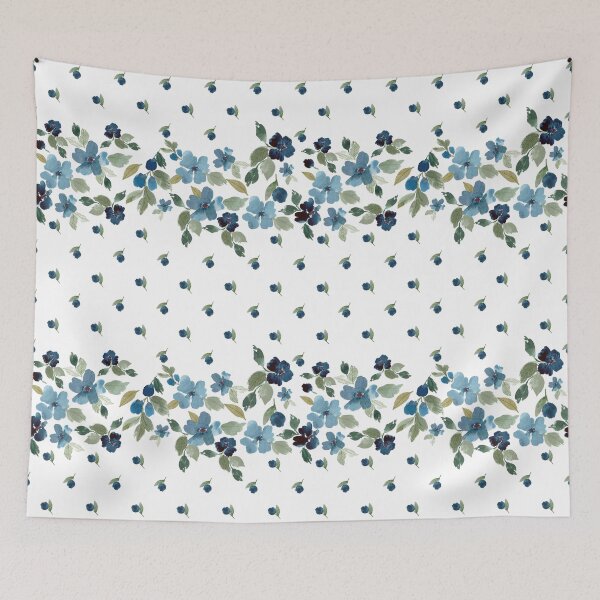 Item preview, Elegant Indigo and Blue Floral Border Seamless Pattern - Botanical Home Decor designed and sold by Orly Fuchs Galchen.