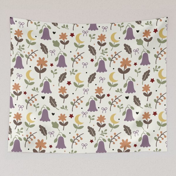 Item preview, Whimsical Halloween Moon and Flower Seamless Pattern designed and sold by i-have-idea.