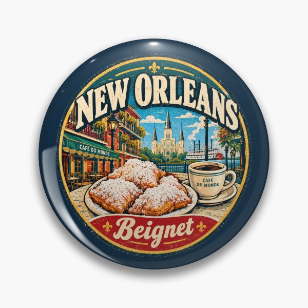 Item preview, New Orleans Beignet Vintage Food Travel Shirt – Louisiana Coffee & French Quarter Design designed and sold by Globalcitytees.