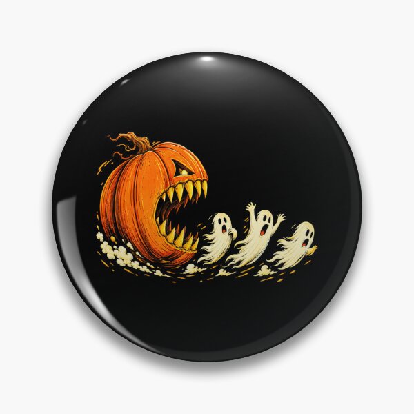Item preview, Funny Pumpkin Monster Chasing Ghosts Pacman Parody Halloween designed and sold by Dolbalika.