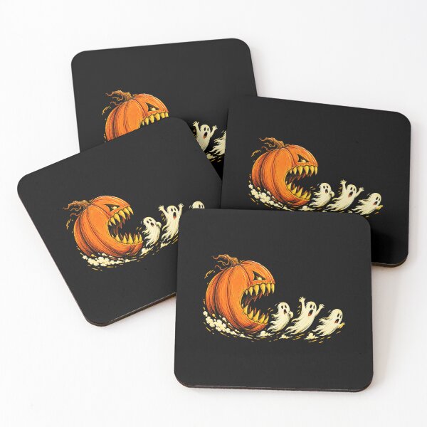 Item preview, Funny Pumpkin Monster Chasing Ghosts Pacman Parody Halloween designed and sold by Dolbalika.
