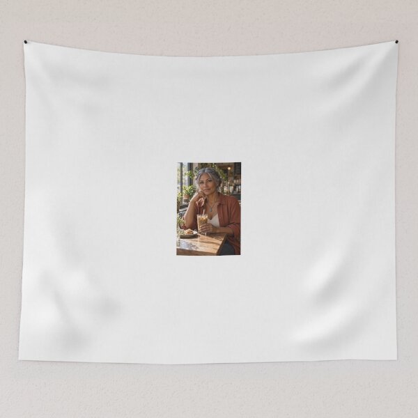 Item preview, Woman with Iced Coffee in Sunlit Cafe designed and sold by CathryneDelamort.