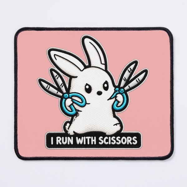 Item preview, Embroidered Bunny With Scissors designed and sold by Ribeiro-Art.