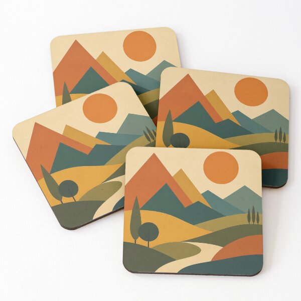 Item preview, Retro Mountain Sunset Mid Century Landscape designed and sold by EpicGear085.