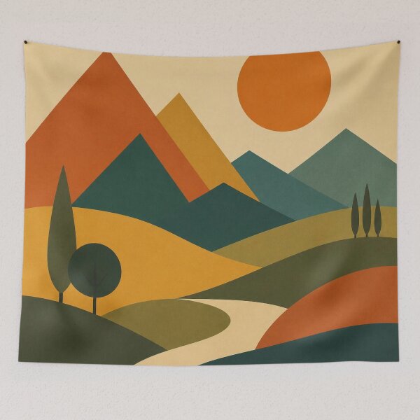 Item preview, Retro Mountain Sunset Mid Century Landscape designed and sold by EpicGear085.