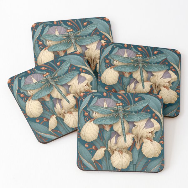 Item preview, Vintage Dragonfly and Iris Botanical Illustration designed and sold by Hoity-Toity.