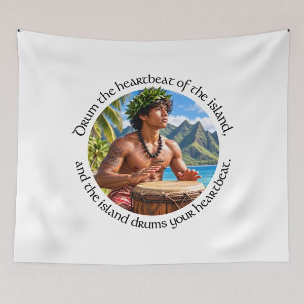 Item preview, Marquesas Expression Proverb - Drum the heartbeat of the island | Pacific Art designed and sold by ShakaLife.org.