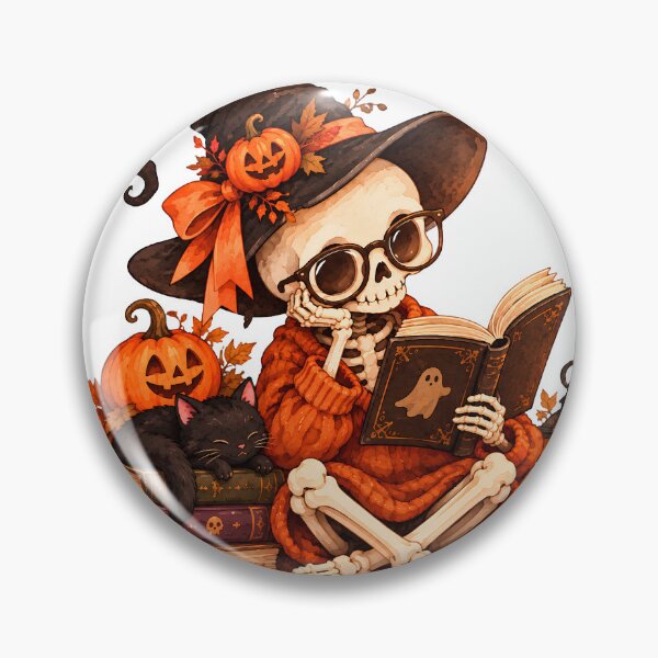 Item preview, Bookish Halloween Skeleton Reading – Witchy Spooky Book Lover Art designed and sold by Safa  Reda.
