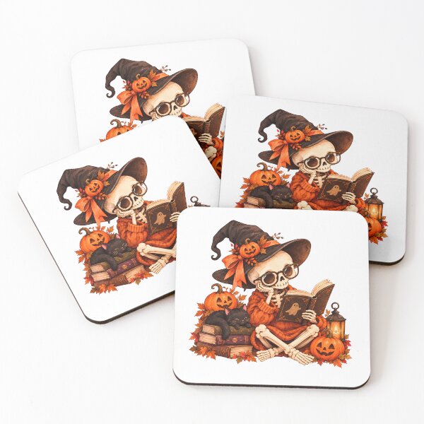 Item preview, Bookish Halloween Skeleton Reading – Witchy Spooky Book Lover Art designed and sold by Safa  Reda.