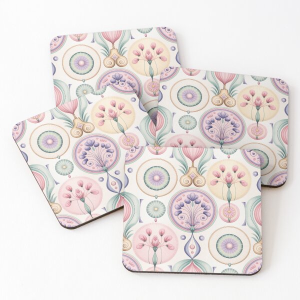 Item preview, Pastel Art Nouveau Floral Geometric Pattern designed and sold by Tamas Das.
