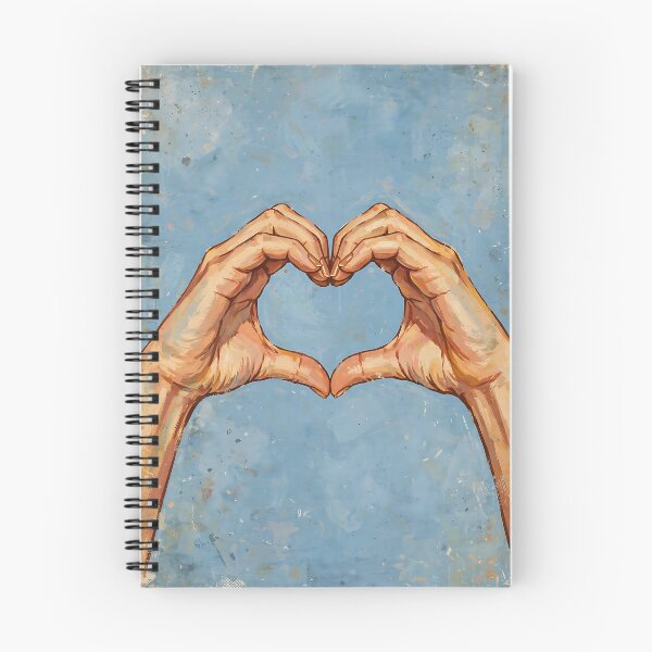 Item preview, Male hands forming the classic heart shape sign against a soft blue background. designed and sold by Ponted.