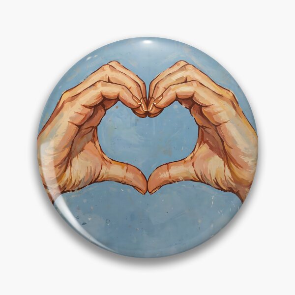 Item preview, Male hands forming the classic heart shape sign against a soft blue background. designed and sold by Ponted.
