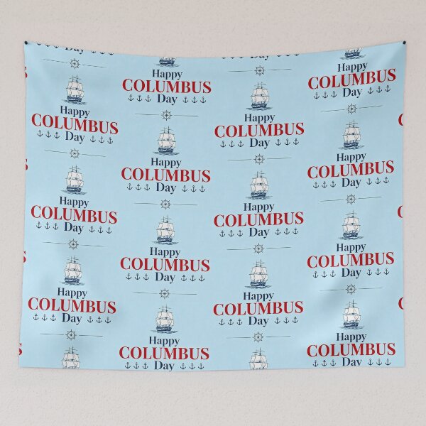 Item preview, Happy Columbus Day Sailing Ship and Anchors designed and sold by Nela-&-Lena.