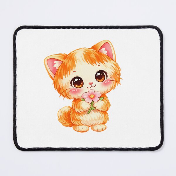 Item preview, Kawaii Cat with Flower – Cute Pastel Chibi Kitten designed and sold by Sommium .