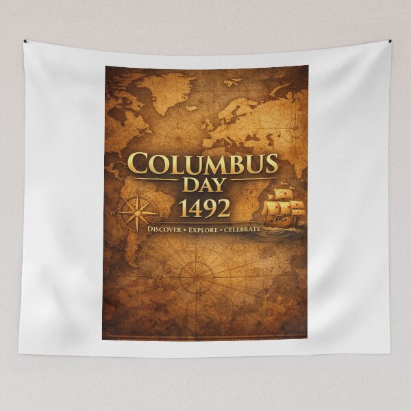 Item preview, Vintage Columbus Day 1492 Map Graphic designed and sold by Nela-&-Lena.
