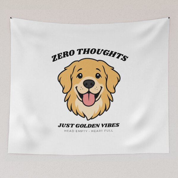 Item preview, Golden Retriever Zero Thoughts Just Golden Vibes Funny Dog Art designed and sold by wildsilencee.
