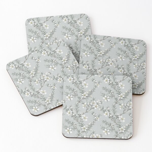 Item preview, Australian Flannel Flower Slate Grey Botanical Pattern designed and sold by Studio BC.