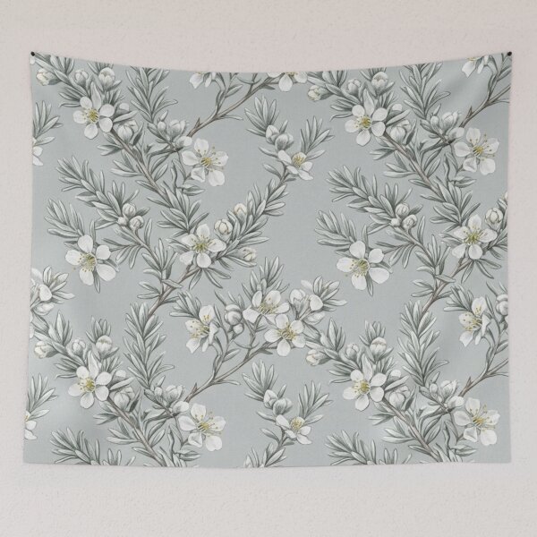 Item preview, Australian Flannel Flower Slate Grey Botanical Pattern designed and sold by Studio BC.