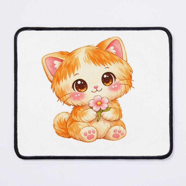 Item preview, Kawaii Cat with Flower – Cute Pastel Chibi Kitten designed and sold by Sommium .