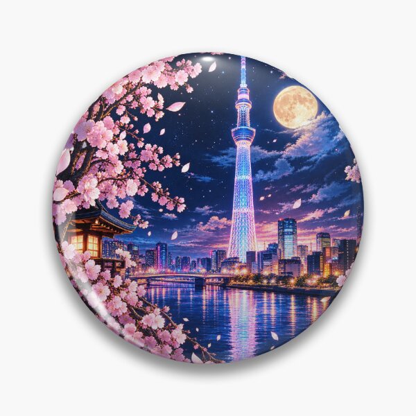 Item preview, Tokyo Skytree at Night – Sakura Moonlight Japan designed and sold by Daihuku2525.