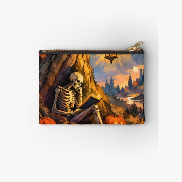 Item preview, Cozy Skeleton Reading Book Under Autumn Tree Halloween Art designed and sold by GrinGalore.