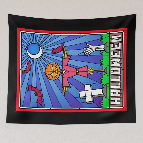 Item preview, Halloween Scarecrow Pumpkin Stained Glass Window designed and sold by PILANTROP.