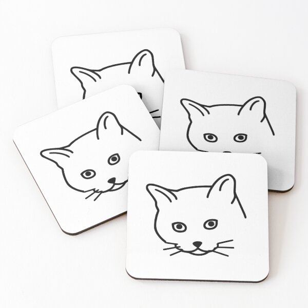Item preview, Minimalist Cat Face Outline Line Art designed and sold by Ikochane.
