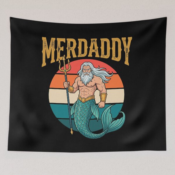 Item preview, Merdaddy : Funny Merman Poseidon Ocean Lover Pride Rainbow Dad Humor Mythology Sea Life Security Mermaid Dad Merdad designed and sold by NewaveBoutique.