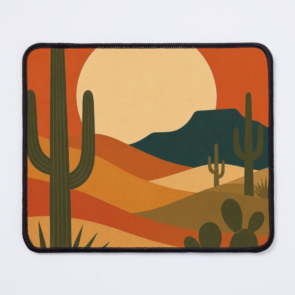 Item preview, Retro Desert Sunset Mid Century Cactus Landscape designed and sold by EpicGear085.
