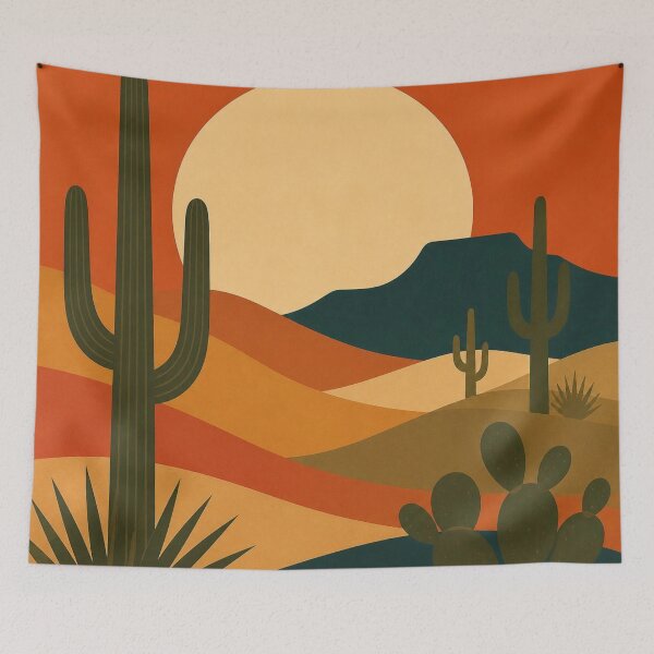 Item preview, Retro Desert Sunset Mid Century Cactus Landscape designed and sold by EpicGear085.