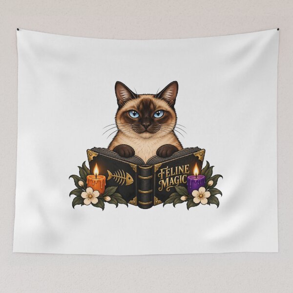 Item preview, Siamese Cat Spellbook Feline Magic Halloween designed and sold by Old's Cool Cat Studio.