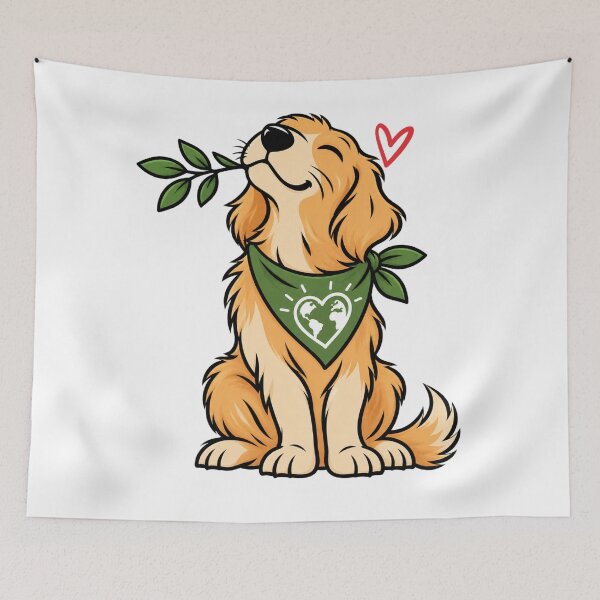 Item preview, Dogs and Social Justice Golden Retriever - Olive Branch Peace Dog Sticker designed and sold by VYBEHAUS.