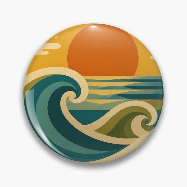 Item preview, Retro Ocean Waves Mid Century Sunset designed and sold by EpicGear085.