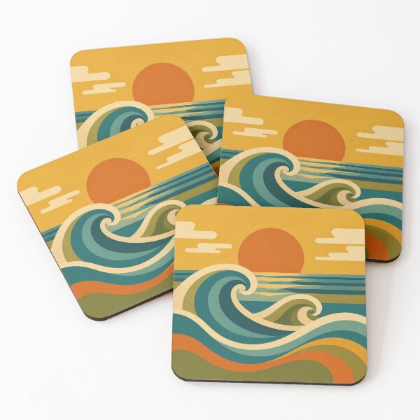 Item preview, Retro Ocean Waves Mid Century Sunset designed and sold by EpicGear085.
