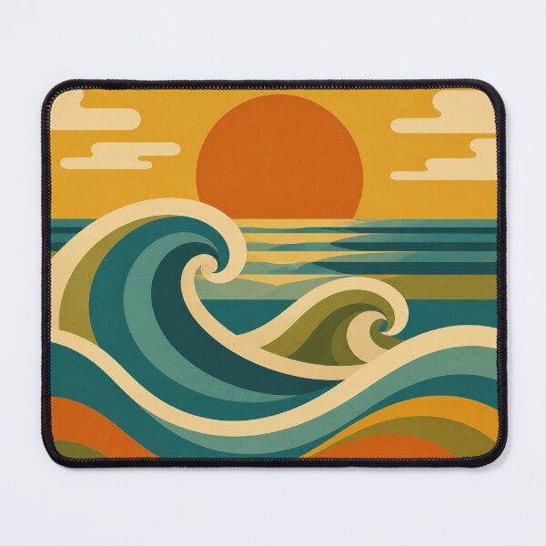 Item preview, Retro Ocean Waves Mid Century Sunset designed and sold by EpicGear085.