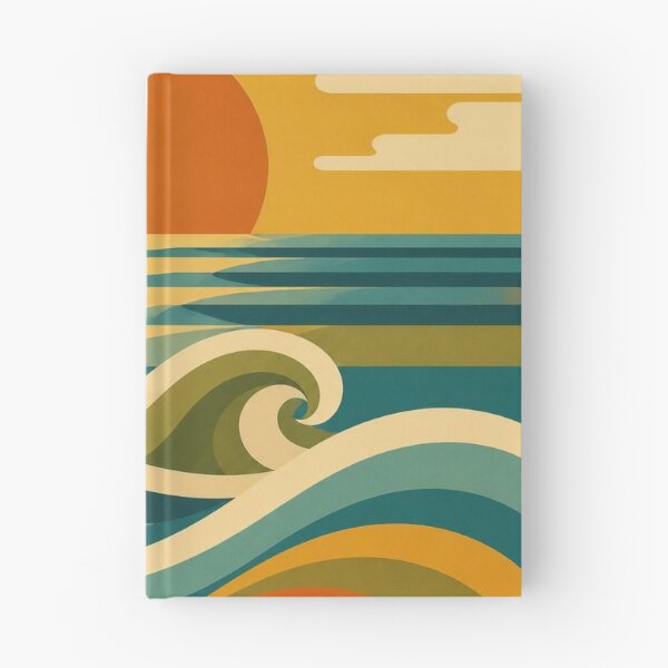 Item preview, Retro Ocean Waves Mid Century Sunset designed and sold by EpicGear085.