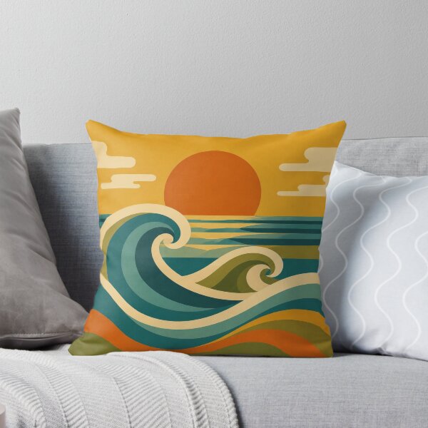Item preview, Retro Ocean Waves Mid Century Sunset designed and sold by EpicGear085.