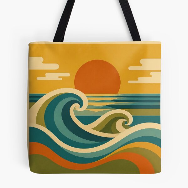 Item preview, Retro Ocean Waves Mid Century Sunset designed and sold by EpicGear085.