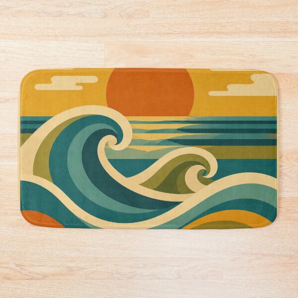 Item preview, Retro Ocean Waves Mid Century Sunset designed and sold by EpicGear085.