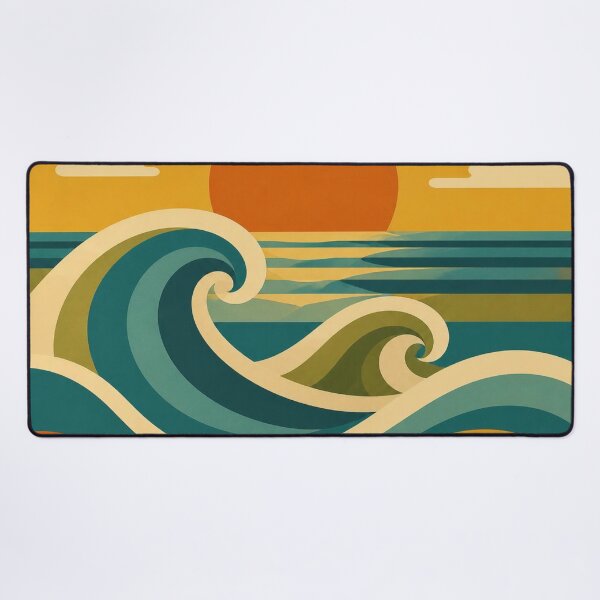 Item preview, Retro Ocean Waves Mid Century Sunset designed and sold by EpicGear085.