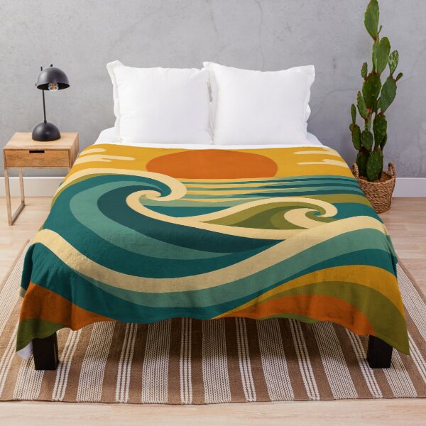 Item preview, Retro Ocean Waves Mid Century Sunset designed and sold by EpicGear085.