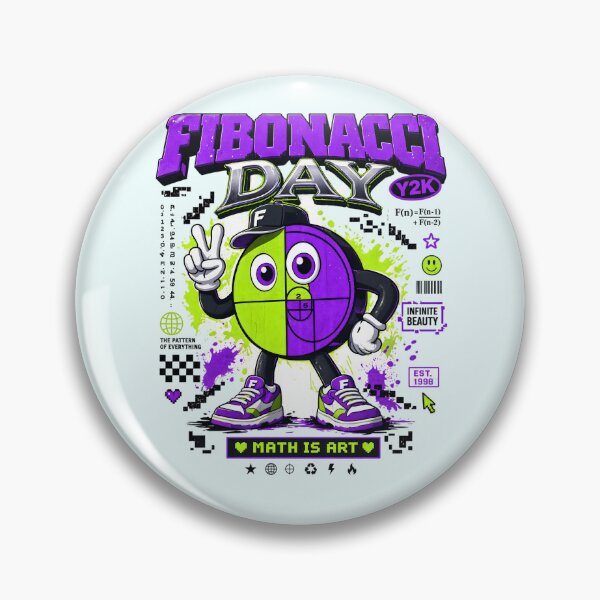 Item preview, Y2K Fibonacci Day Math Is Art Mascot designed and sold by CloudyCatArt.
