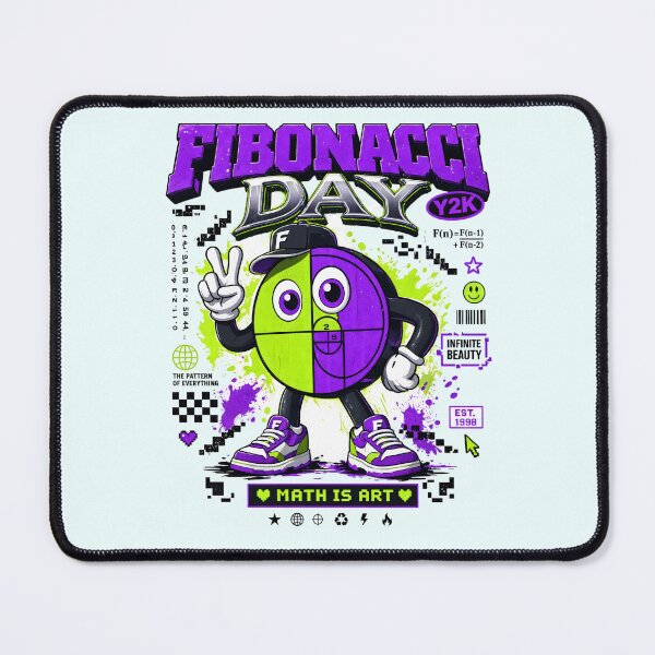 Item preview, Y2K Fibonacci Day Math Is Art Mascot designed and sold by CloudyCatArt.